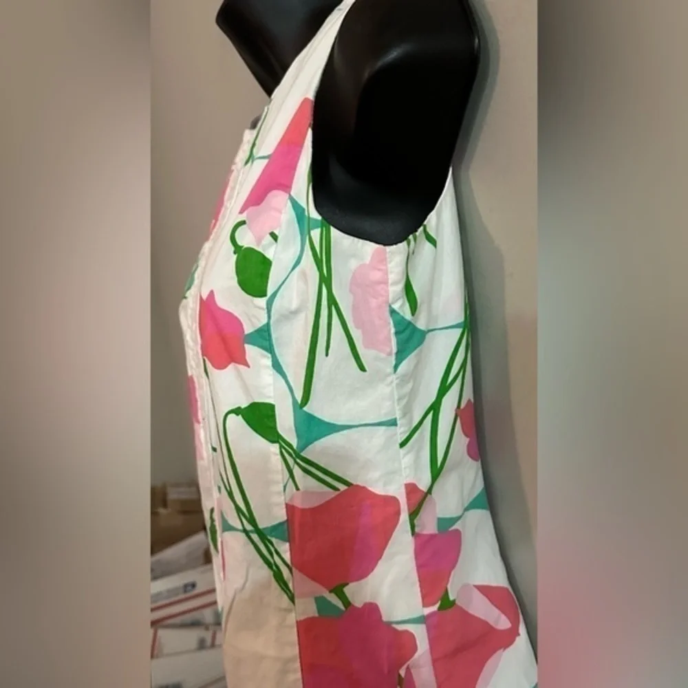 Lilly Pulitzer Girls Sleeveless Shift Dress 16 Altered Tucks White Pink Green